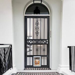 grisham (right-handed) 36" x 80" metal tempered glass doors embedded dog door and screen replacement, security front door, storm door