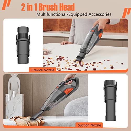 Jeshow Handheld Vacuum Cordless Car Vacuum,9KP Strong Suction Hand Vacuum Cordless,500ml Dust Box Car Vacuum Cleaner,Lightweight Rechargeable Portable Vacuum,Car/Home Handheld Vacuum Cleaner(Orange)