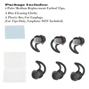 CYADCI Earbud Tips Medium 3 Pairs Soft and Comfortable Silicone Earbud Tips Noise Isolation Tips Black Earbud Replacement Tips Compatible with Bose Qc20 Qc30 IE2 SoundSport IE3 SIE2i Earphones
