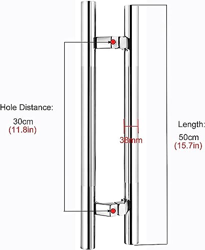 Barn Door Push Pull Door Handle 20/24/32/40inch Glass Door Pull Push Handle, Contemporary Stainless Steel Interior Exterior Sliding Barn Door Handle, Kitchen/Bathroom/Office Door Handles, Two-Side Des