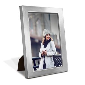 Renditions 6x8 inch Solid Wood Picture Frame, High Definition Glass and High-end Modern Style Ready for Wall and Tabletop Photo Display, Silver Frame