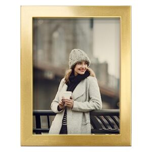 renditions 6x8 inch solid wood picture frame, high definition glass and high-end modern style ready for wall and tabletop photo display, gold frame