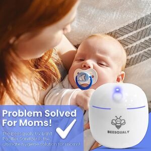 BEESQUALY Portable UV Light Sterilizer and Sanitizer Box, UV-C Cleaner Box for Pacifiers and More, 99.99% Sterilization Rate, USB Rechargeable, White