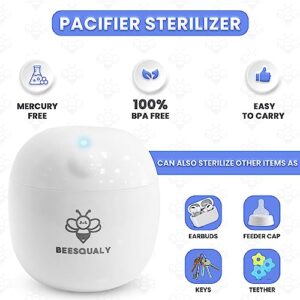 BEESQUALY Portable UV Light Sterilizer and Sanitizer Box, UV-C Cleaner Box for Pacifiers and More, 99.99% Sterilization Rate, USB Rechargeable, White