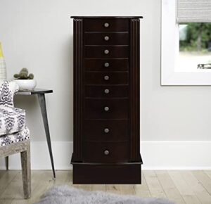 hives and honey julia jewelry armoire, 40in x 17in x 12in, walnut