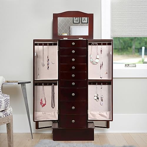 Hives and Honey Julia Jewelry Armoire, 40in X 17in X 12in, Walnut