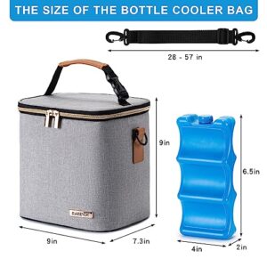 BABEYER Breastmilk Cooler Bag with Ice Pack Fits 6 Baby Bottles Up to 9 Ounce, Baby Bottle Bag with Shoulder Strap for Nursing Mom Daycare, Grey