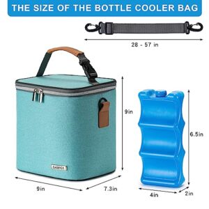 BABEYER Breastmilk Cooler Bag with Ice Pack Fits 6 Baby Bottles Up to 9 Ounce, Baby Bottle Bag with Shoulder Strap for Nursing Mom Daycare, Aqua