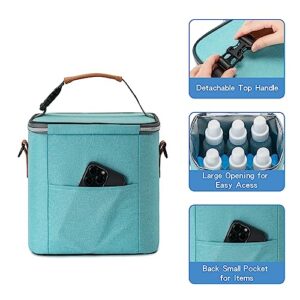 BABEYER Breastmilk Cooler Bag with Ice Pack Fits 6 Baby Bottles Up to 9 Ounce, Baby Bottle Bag with Shoulder Strap for Nursing Mom Daycare, Aqua