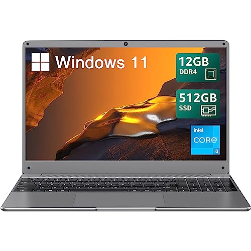 BiTECOOL 15.6" Windows 11 Laptop, Intel Core i3-5005U, 12GB RAM, 512GB SSD, FHD IPS Display, 2.4G/5G WiFi, Bluetooth 5.0, RJ45, Type C, Webcam, Long Battery Life - for Work, Study, and Entertainment