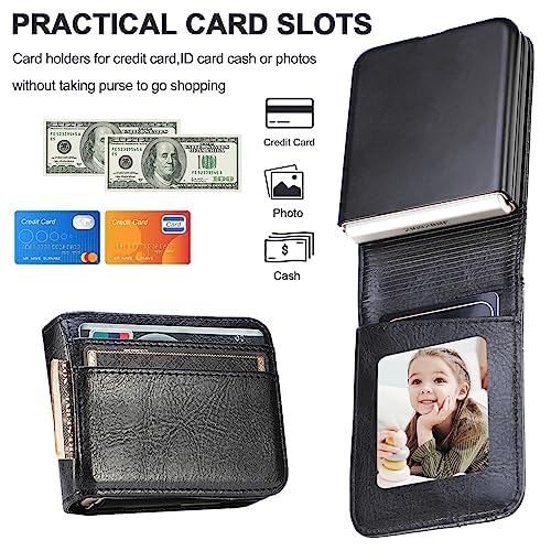 NINKI Compatible Samsung Galaxy Z Flip 5 Phone Case with Wallet,Shockproof PU Leather Protective Cover Case with Hinge Protection Galaxy Flip 5 Leather Case,Samsung Z Flip 5 5G Case Wallet Purse Black
