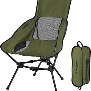 MARCHWAY Lightweight Folding High Back Camping Chair with Head Support, Stable Portable Compact for Outdoor Camp, Travel, Beach, Picnic, Festival, Hiking, Backpacking (Green)