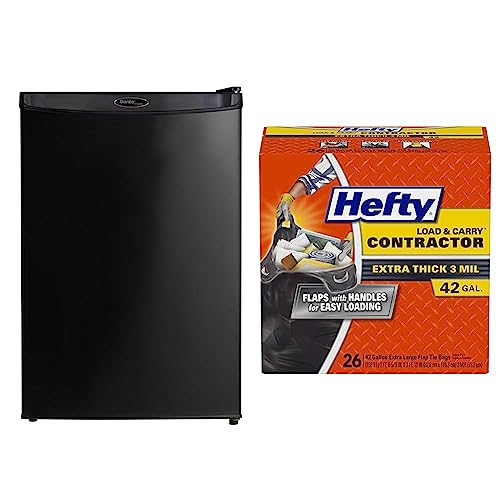 Danby Designer DAR044A4BDD-6 4.4 Cu.Ft. Mini Fridge, Compact Refrigerator for Bedroom, Living Room, Bar, Dorm, Kitchen, Office, E-Star in Black & Hefty Load & Carry Heavy Duty Contractor Large