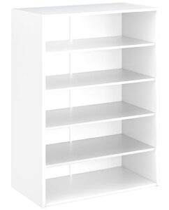 lowosa white shoe rack organizer, 5-tier wood shelf removable shoe storage, sturdy freestanding shoe racks for entryway for 10-15 pairs, ideal for hallway closet