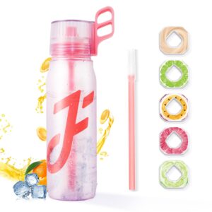 sipperment water bottle with straw, 650ml air water bottle air starter set drinking bottles with 5 flavour pods 0 sugar, bpa free, leak-proof