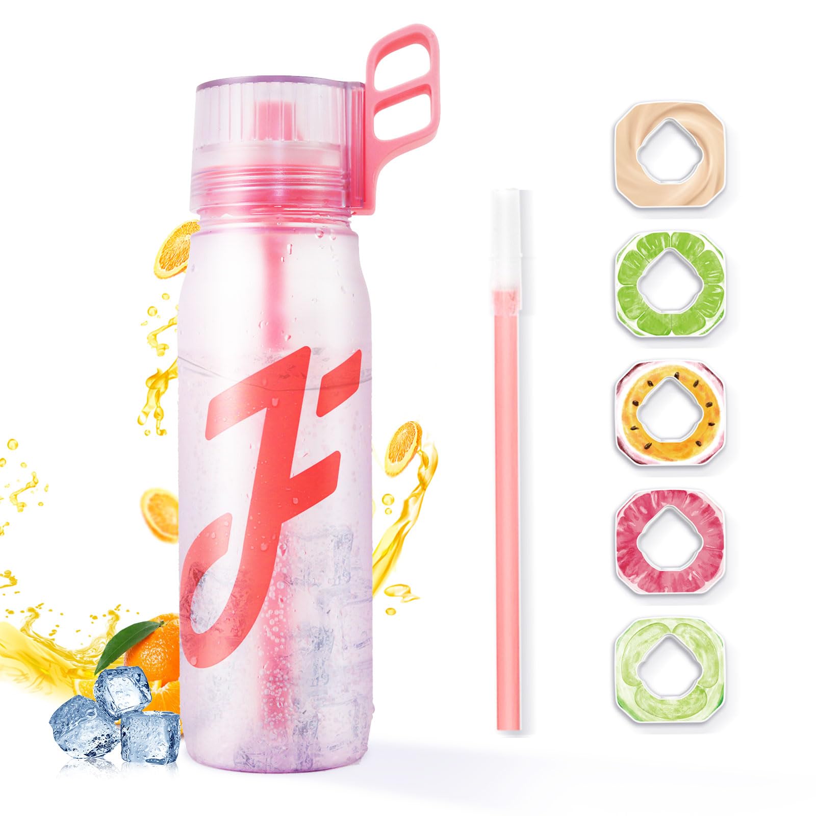 sipperment Water Bottle with Straw, 650ml Air Water Bottle Air Starter Set Drinking Bottles with 5 Flavour Pods 0 Sugar, BPA Free, Leak-proof