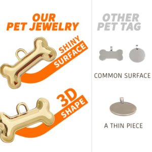 MEMOPAW Dogs Tag Stylish Personalized Deep Engraved Cat Dog Tags Engraved for Pets Bone Balloon Shape Brass Small, Small Dogs/Cats