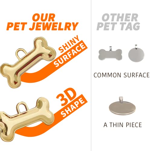 MEMOPAW Dogs Tag Stylish Personalized Deep Engraved Cat Dog Tags Engraved for Pets Bone Balloon Shape Brass Small, Small Dogs/Cats