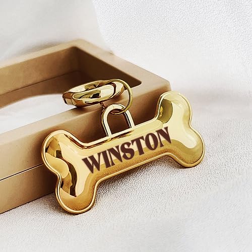 MEMOPAW Dogs Tag Stylish Personalized Deep Engraved Cat Dog Tags Engraved for Pets Bone Balloon Shape Brass Small, Small Dogs/Cats