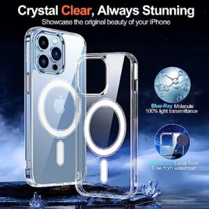 Oterkin Magnetic for iPhone 13 Pro Case Clear,[Compatible with MagSafe],[Strong N52 Magnets][Anti-Yellowing] iPhone 13 Pro Phone Case with [2Pcs Screen Protector][10FT Military Protection] (Clear)