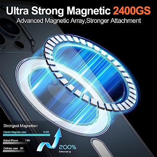 Oterkin Magnetic for iPhone 13 Pro Case Clear,[Compatible with MagSafe],[Strong N52 Magnets][Anti-Yellowing] iPhone 13 Pro Phone Case with [2Pcs Screen Protector][10FT Military Protection] (Clear)