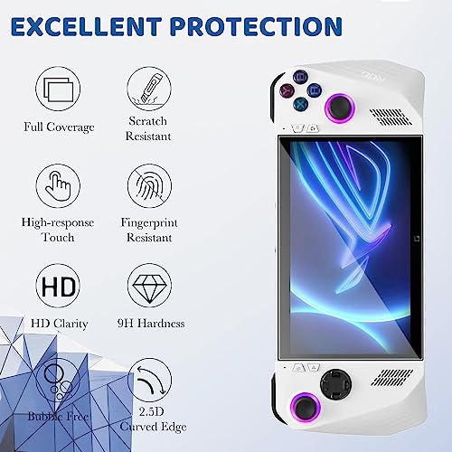 Screen Protector for Rog Ally DOBEWINGDELOU Tempered Glass Screen Protector for ROG Ally 2023 Gaming Handheld 9H Hardness Fully Covered Ultra HD Anti-Fingerprint Bubble Free Tempered Glass Film 3 Pack