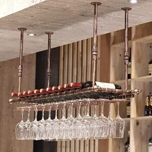 qunine bar unit floating shelves wall-mounted wine racks, ceiling wine bottle holder hanging metal iron wine glass rack goblet stemware racks (size : 140x30cm)