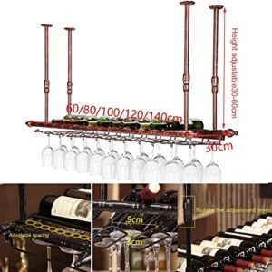 Qunine Bar Unit Floating Shelves Wall-Mounted Wine Racks, Ceiling Wine Bottle Holder Hanging Metal Iron Wine Glass Rack Goblet Stemware Racks (Size : 140x30cm)