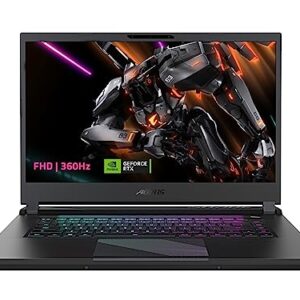 Gigabyte AORUS 15: 15.6" 16:9 Thin Bezel FHD 1920x1080 360Hz, NVIDIA GeForce RTX 4050 Laptop GPU 6GB GDDR6, Intel Core i5-12500H, 8GB DDR5 RAM, 512GB SSD, Win11 Home (AORUS 15 9MF-E2US583SH), Black