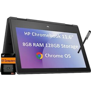 hp chromebook 11 x360 g3 11.6'' hd 2-in-1 touchscreen (8-core mediatek mt8183, 8gb ram, 128gb storage (64gb emmc + 64gb sd card), stylus, webcam, wi-fi) flip, ist pen, chrome os, black (hp 11mk g3)