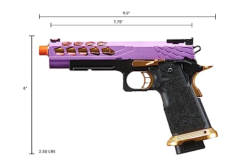 Lancer Tactical Airsoft Pistol STRYK Hi-Capa 5.1/4.3 Full Metal Gas Blowback 330 FPS (Regular, Purple & Gold, Hi-Capa 5.1)