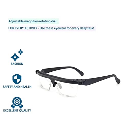 Aocate Dial Adjustable Glasses Variable Focus For Reading Distance Vision Eyeglasses