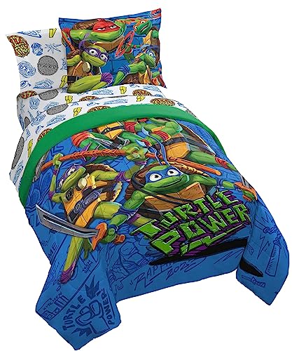 Jay Franco Nickelodeon Teenage Mutant Ninja Turtles Full Comforter Set - 7 Piece Bedding Includes Sheet Set & Pillow Covers - Super Soft Mutant Mayhem Microfiber Bed Set