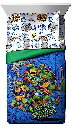 Jay Franco Nickelodeon Teenage Mutant Ninja Turtles Full Comforter Set - 7 Piece Bedding Includes Sheet Set & Pillow Covers - Super Soft Mutant Mayhem Microfiber Bed Set