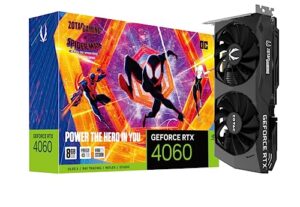 zotac gaming geforce rtx 4060 8gb oc spider-man: across the spider-verse inspired graphics card bundle, zt-d40600p-10smp
