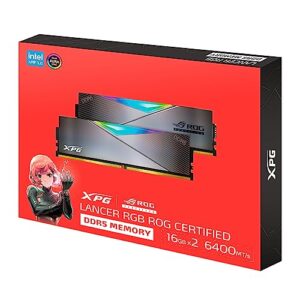 XPG Lancer RGB ROG Certified DDR5 6600MHz 32GB (2x16GB) CL32-44-44 UDIMM 288-Pins Desktop SDRAM DDR5 Dual Channel RAM Kit with ROG Inspired Heatsink (AX5U6600C3216G-DCLARROG)