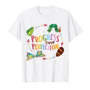 Progress Over Perfection Caterpillar Back To School Teacher T-Shirt