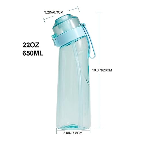 Sports Bottle, 650 ml Drinking Bottle with Flavour, Air Bottle Starter Set, with 7 Flavour Pods, Leak-proof Cup for Gym, Running, Outdoor, Water Bottle Sports Bottle (Pink)