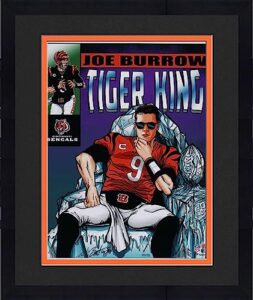 framed joe burrow cincinnati bengals 16" x 20" photo print - signed by artist brian kong - limited edition of 25 - autographed nfl photos