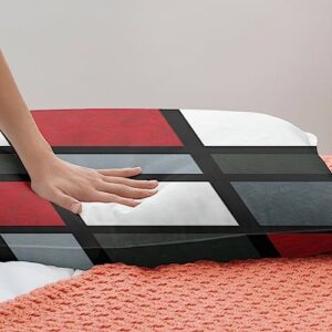 Bedding Sheet Bed Sets, Red Gray Black White Geometric Soft 3-Pieces Duvet Cover Set Comfy 1 Comforter Cover & 2 Pillowcases for All Season Twin(68"×90")