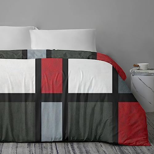 Bedding Sheet Bed Sets, Red Gray Black White Geometric Soft 3-Pieces Duvet Cover Set Comfy 1 Comforter Cover & 2 Pillowcases for All Season Twin(68"×90")