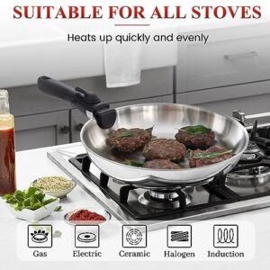 ROYDX Pots and Pans Set, 10 Piece Stainless Steel Kitchen Removable Handle Cookware Set, Frying Saucepans with Lid, Stay-Cool Handles for All Stoves, Dishwasher and Oven Safe, Camping