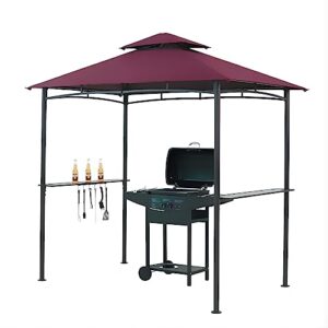 outdoor grill gazebo bbq canopy for outdoor barbeque shelter girll canopy grill gazebo hardtop (l96 x w60 x h101 inch) red