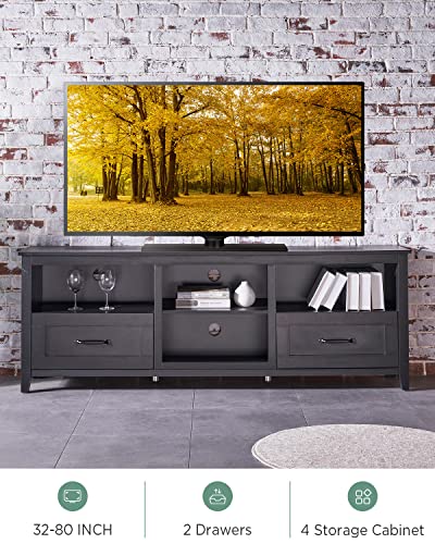 Black TV Stand for 80 75 70 65 60 Inch TV, Black Entertainment Center with Storage, Long Tall TV Stands for Living Room 75 Inch Black, 65 70 75 80 TV Stand with Storage for 65+ 75+ Inch TV for Bedroom