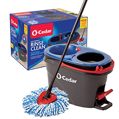 O-Cedar EasyWring RinseClean Microfiber Spin Mop & Bucket Floor Cleaning System & PACS Hard Floor Cleaner, Crisp Citrus Scent 10ct (1-Pack) & EasyWring RinseClean Spin Mop Microfiber Refill, 1-Pack