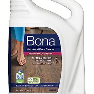 Bona Hardwood Floor Premium Spray Mop - Includes Wood Floor Cleaning Solution & Bona Microfiber Cleaning Pad for Hardwood & Hard Surface Floors & Bona Hardwood Floor Cleaner Refill - 128 fl oz