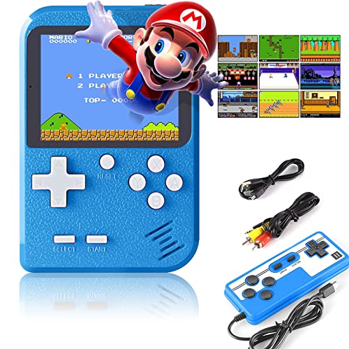 Ormosiat Retro Mini 500 Non-Repeating Classic FC Games Portable Video Handheld Game Console.3.0-inch Screen.1020mAh (500_Blue)