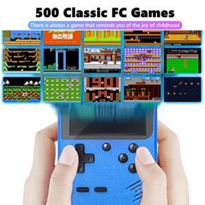 Ormosiat Retro Mini 500 Non-Repeating Classic FC Games Portable Video Handheld Game Console.3.0-inch Screen.1020mAh (500_Blue)