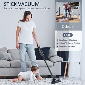 Handheld Vacuum Cleaner Cordless, 15000Pa Powerful Suction Cordless Stick Vacuum, Lightweight Electric Broom Rechargeable Handheld Vac, Portable Hand Held Vacuum for Hardwood Floor Car Pet Hair