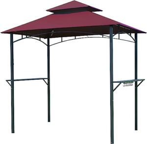 grill gazebo 5×8 grill bbq canopy tent shelter with 2 tier hardtop outdoor patio backyard deck (l96 x w60 x h101, red)